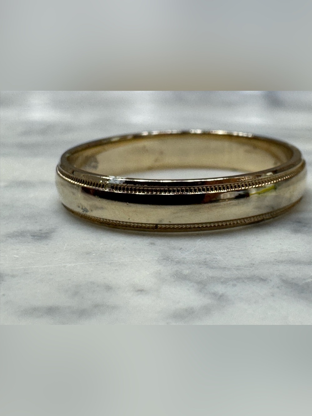 JX ALY Gold Tone Milgrain Wedding Band Ring Size 10.5 Vintage Unisex - Picture 14 of 16
